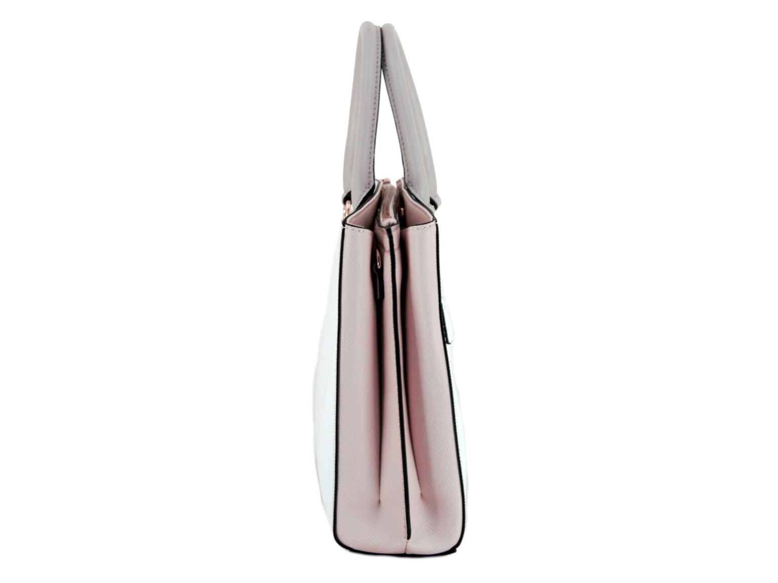 helle Henkeltasche zweifärbig Guess Alexie Büro White Multi Weiß Rosa Etuianhänger 