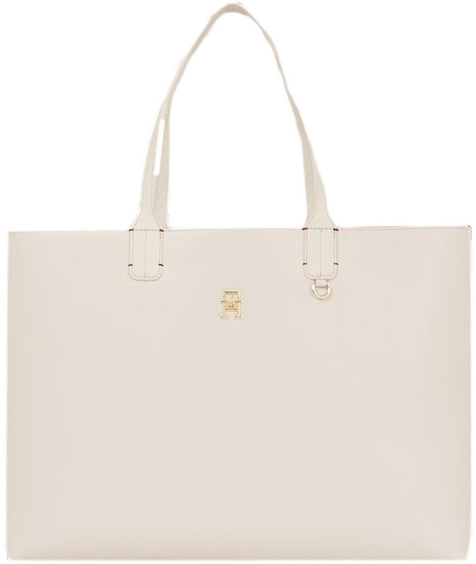 heller Damen Shopper Tommy Hilfiger Iconic Tote Solid Feather White 