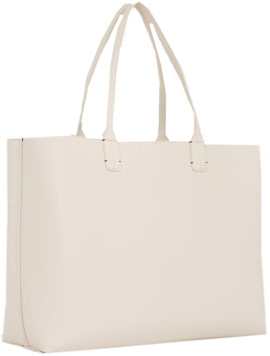 heller Damen Shopper Tommy Hilfiger Iconic Tote Solid Feather White 
