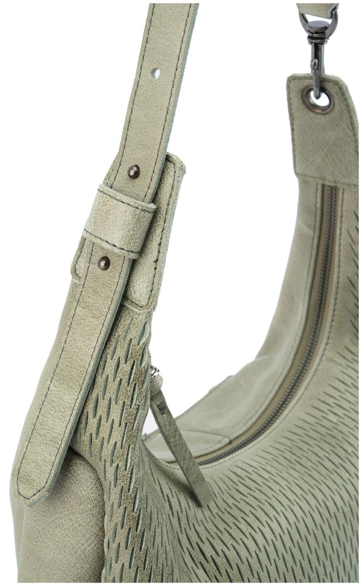 hellgrüne FREDsBRUDER Schultertasche Soft Cut Leaf Leder