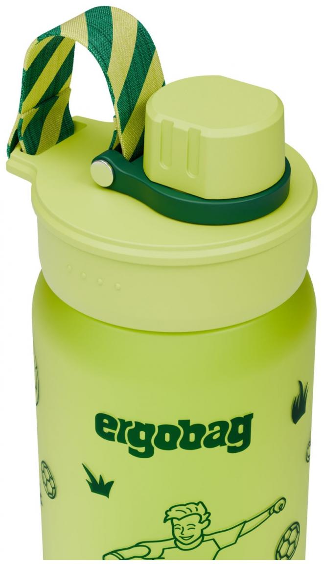 hellgrüne Wasserflasche Kunststoff Schule Ergobag Fußball