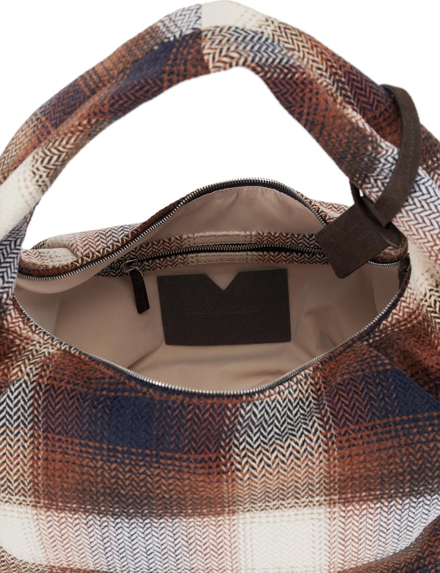 karierte Beuteltasche Stoff Les Visionnaires Greta Chek braun blau