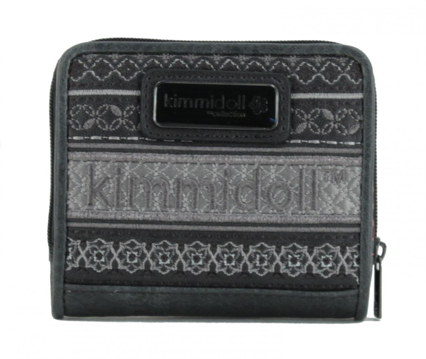 kimmidoll Portemonnaie schwarz metallic Stickerei Glitzer