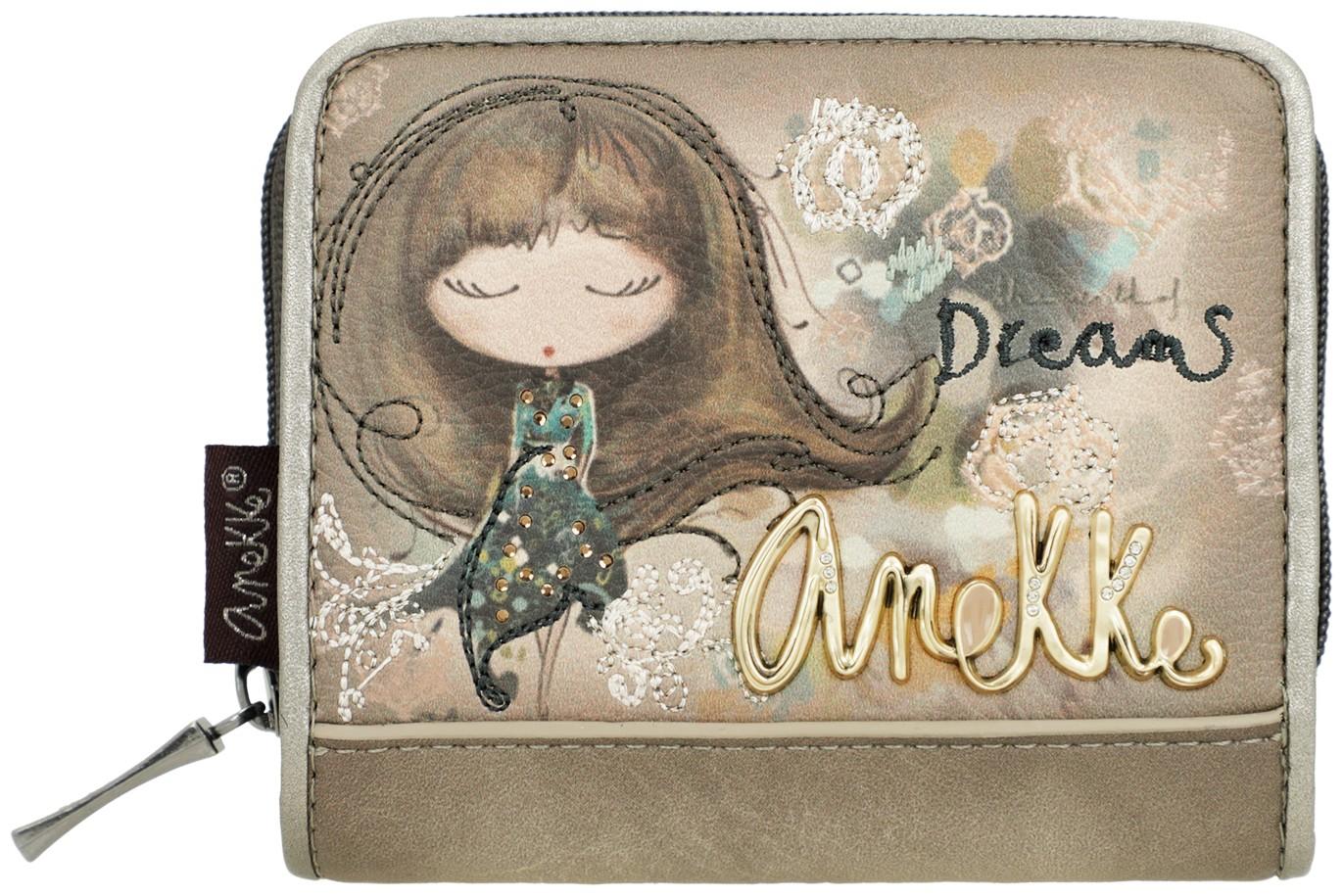 klappbare Geldtasche Anekke beige Glitzersteine Real herbstlich