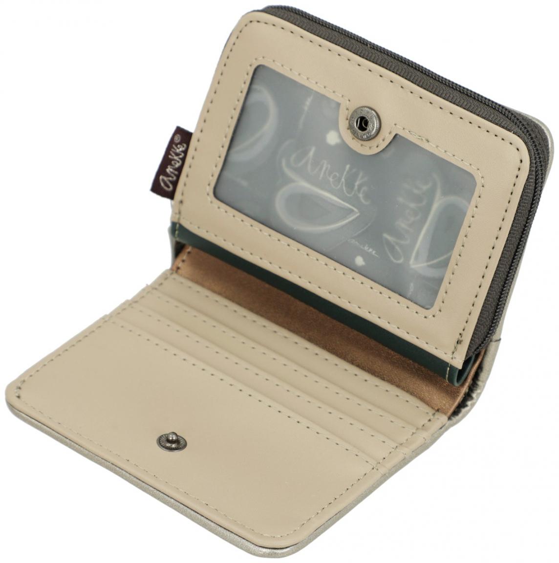 klappbare Geldtasche Anekke beige Glitzersteine Real herbstlich