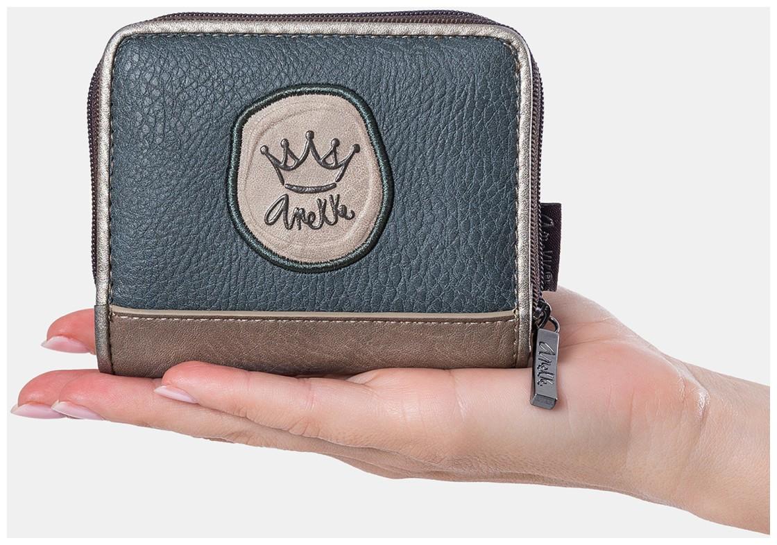klappbare Geldtasche Anekke beige Glitzersteine Real herbstlich