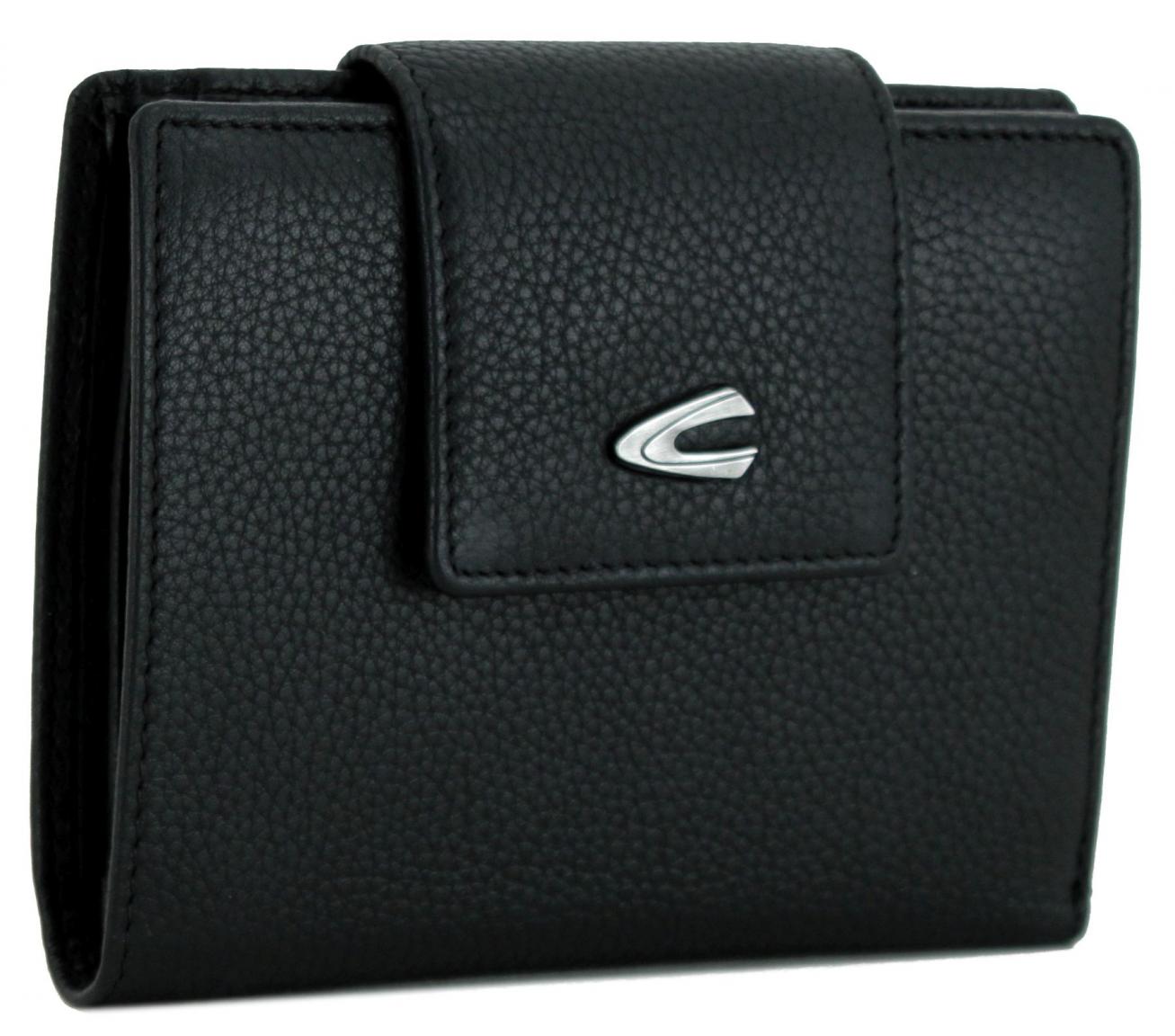 klassische Lederbörse Damen Camel Active Pura Small Flap Wallet Black