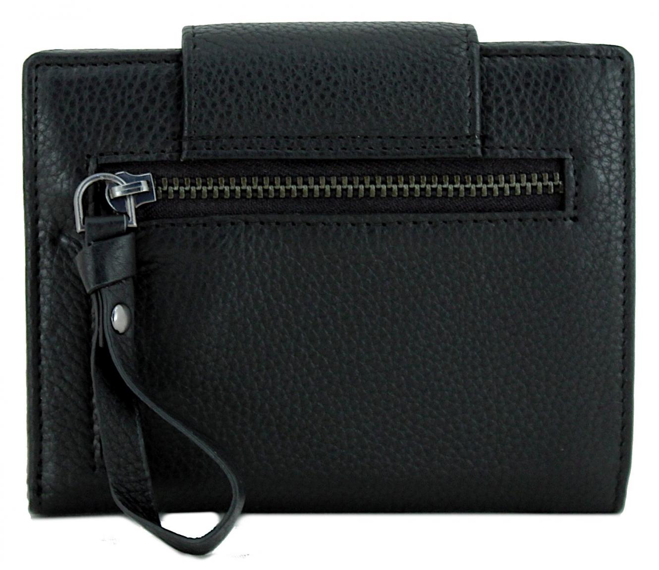 klassische Lederbörse Damen Camel Active Pura Small Flap Wallet Black