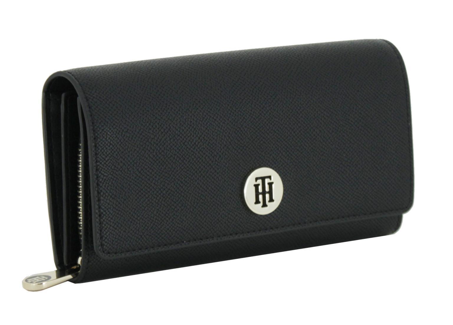 klassischer Geldbeutel Tommy Hilfiger Honey Large EW With Flap schwarz