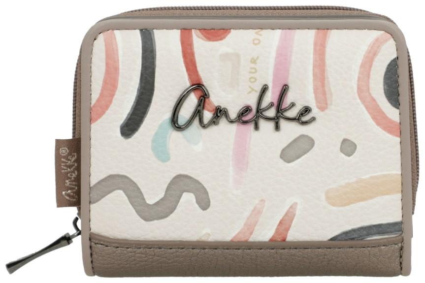 kleine Anekke Geldtasche farbenfroh Muse metallic Olympia stilisiert beige