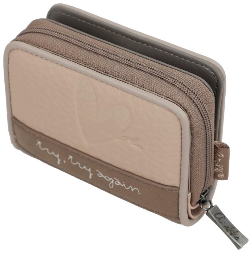 kleine Anekke Geldtasche farbenfroh Muse metallic Olympia stilisiert beige