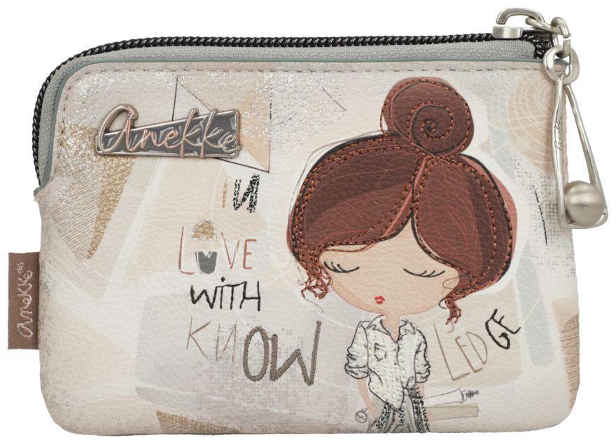 kleine Anekke Minibörse Print beige Sophia bestickt Münzen