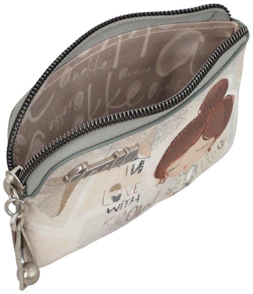 kleine Anekke Minibörse Print beige Sophia bestickt Münzen