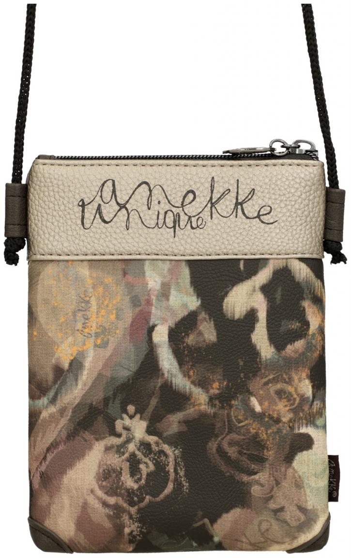 kleine Crossovertasche Anekke Real Stickerei Strass beige Metallic