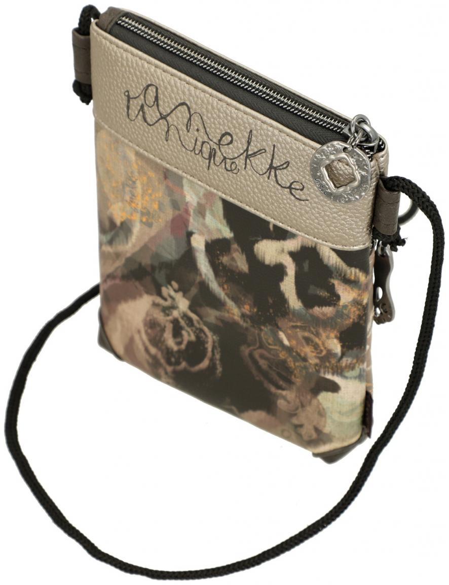 kleine Crossovertasche Anekke Real Stickerei Strass beige Metallic