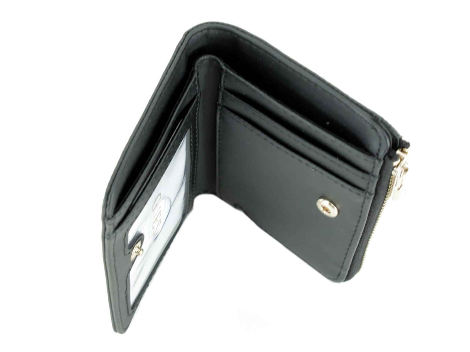 kleine Geldtasche schwarz Saffiano Guess Bolena SLG Black