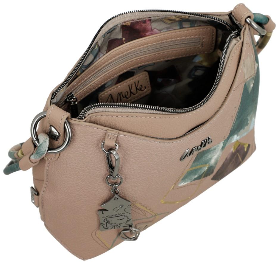 kleine Handtasche Anekke taupe Real Evolution petrol
