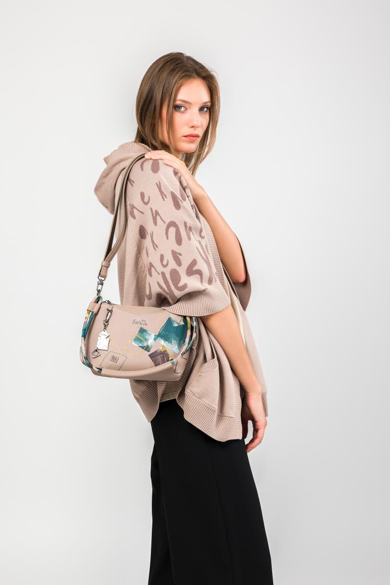 kleine Handtasche Anekke taupe Real Evolution petrol