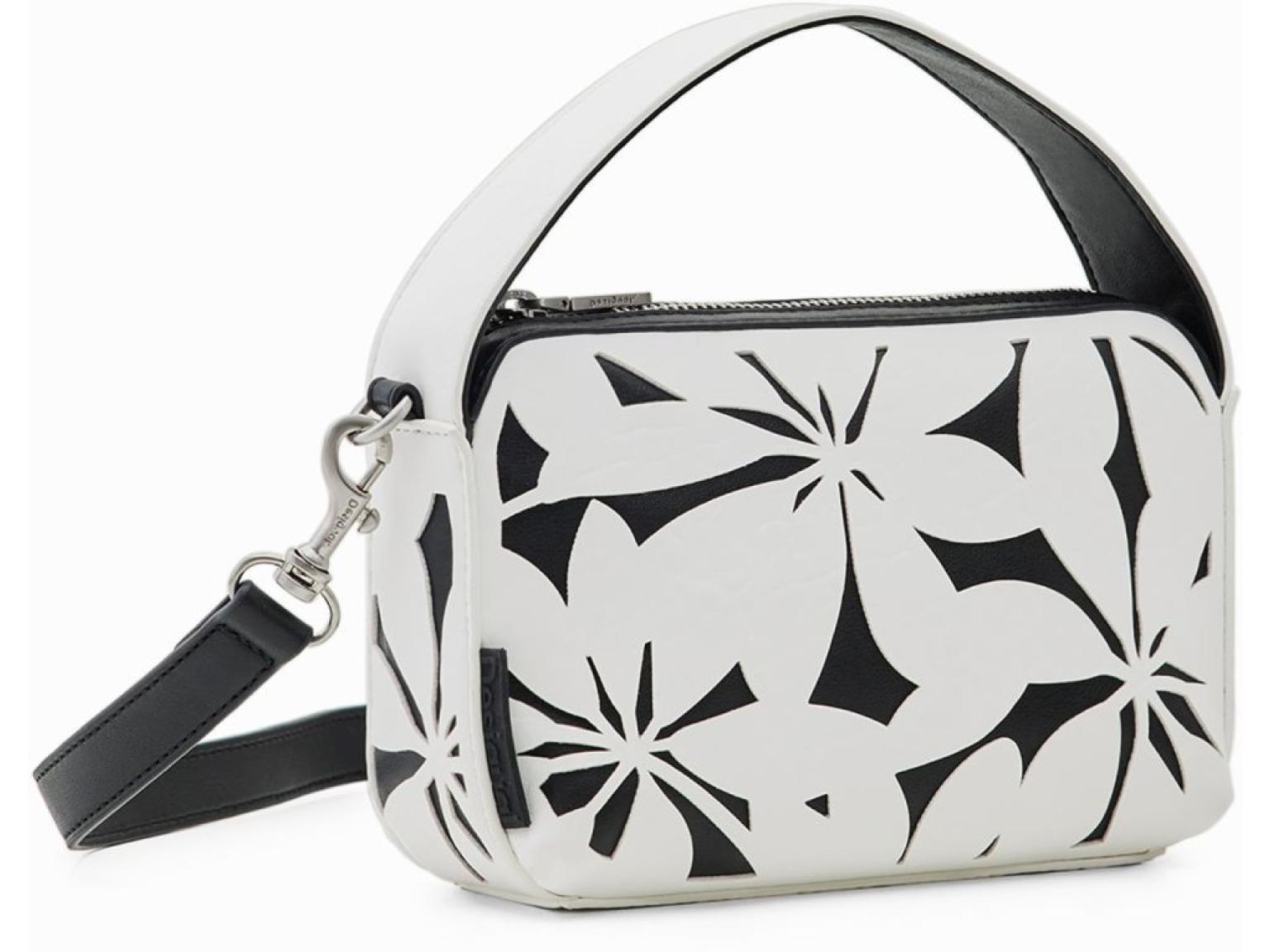 kleine Handtasche schwarz weiß Blumenmuster Desigual Onyx Narbonne Mini