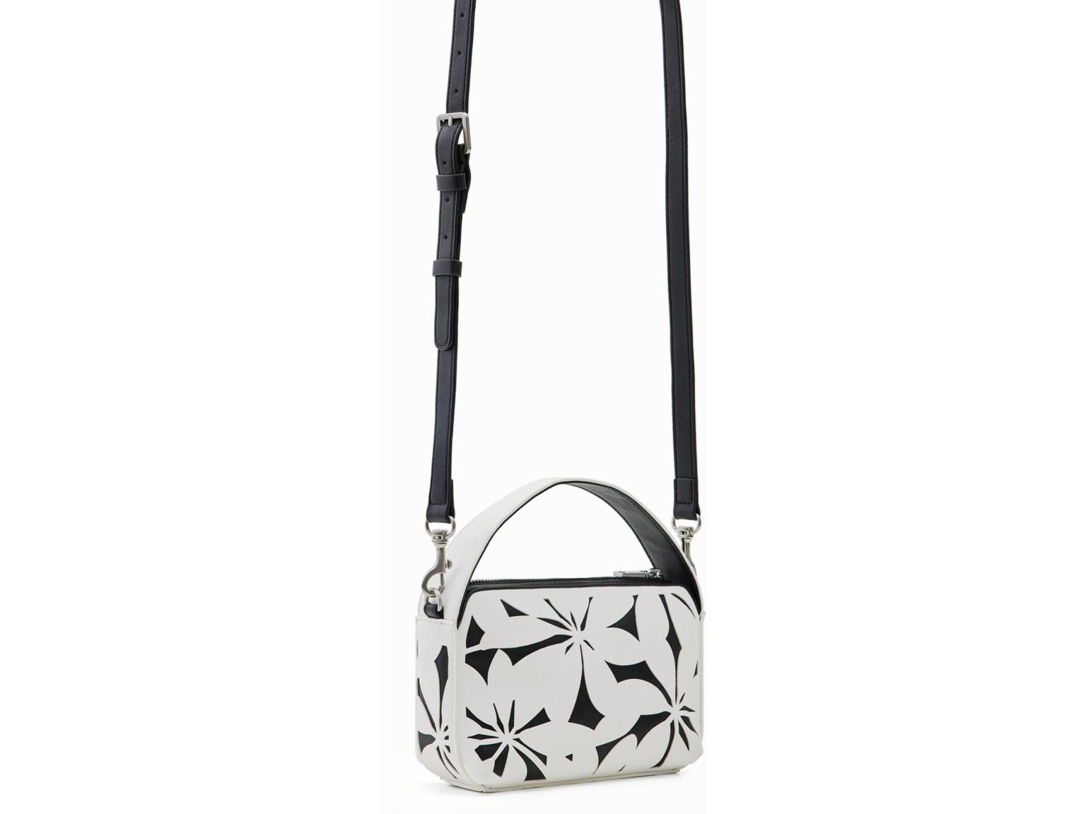 kleine Handtasche schwarz weiß Blumenmuster Desigual Onyx Narbonne Mini