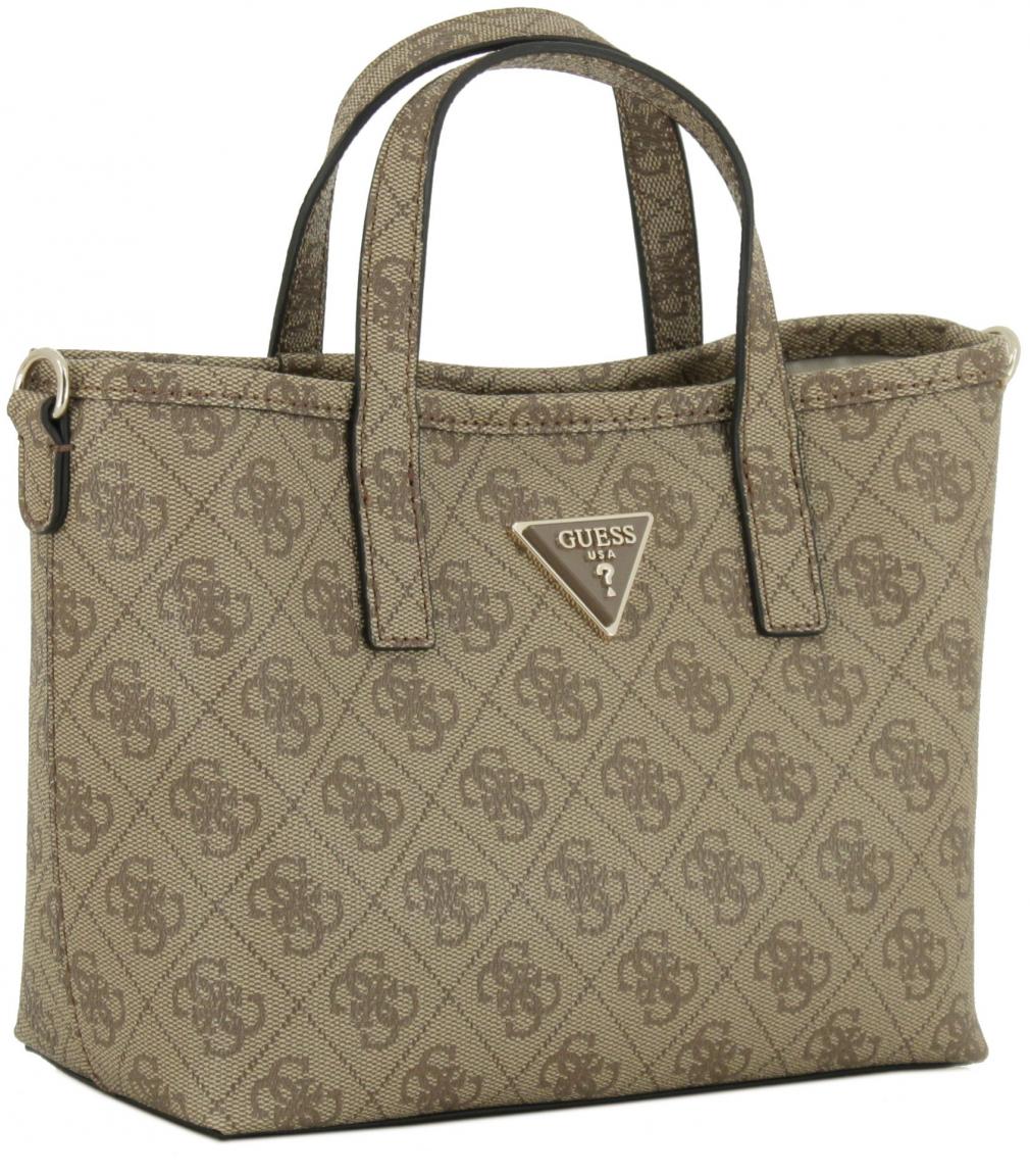 kleine Henkeltasche Guess Latona Mini Tote Set Latte Logo braun 
