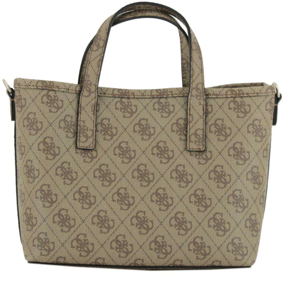 kleine Henkeltasche Guess Latona Mini Tote Set Latte Logo braun 