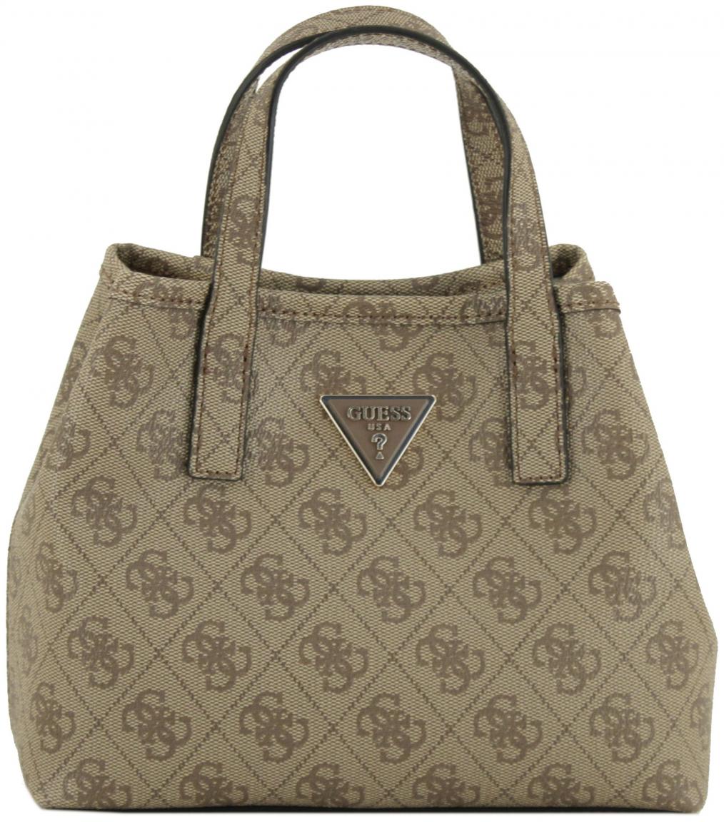 kleine Henkeltasche Guess Latona Mini Tote Set Latte Logo braun 