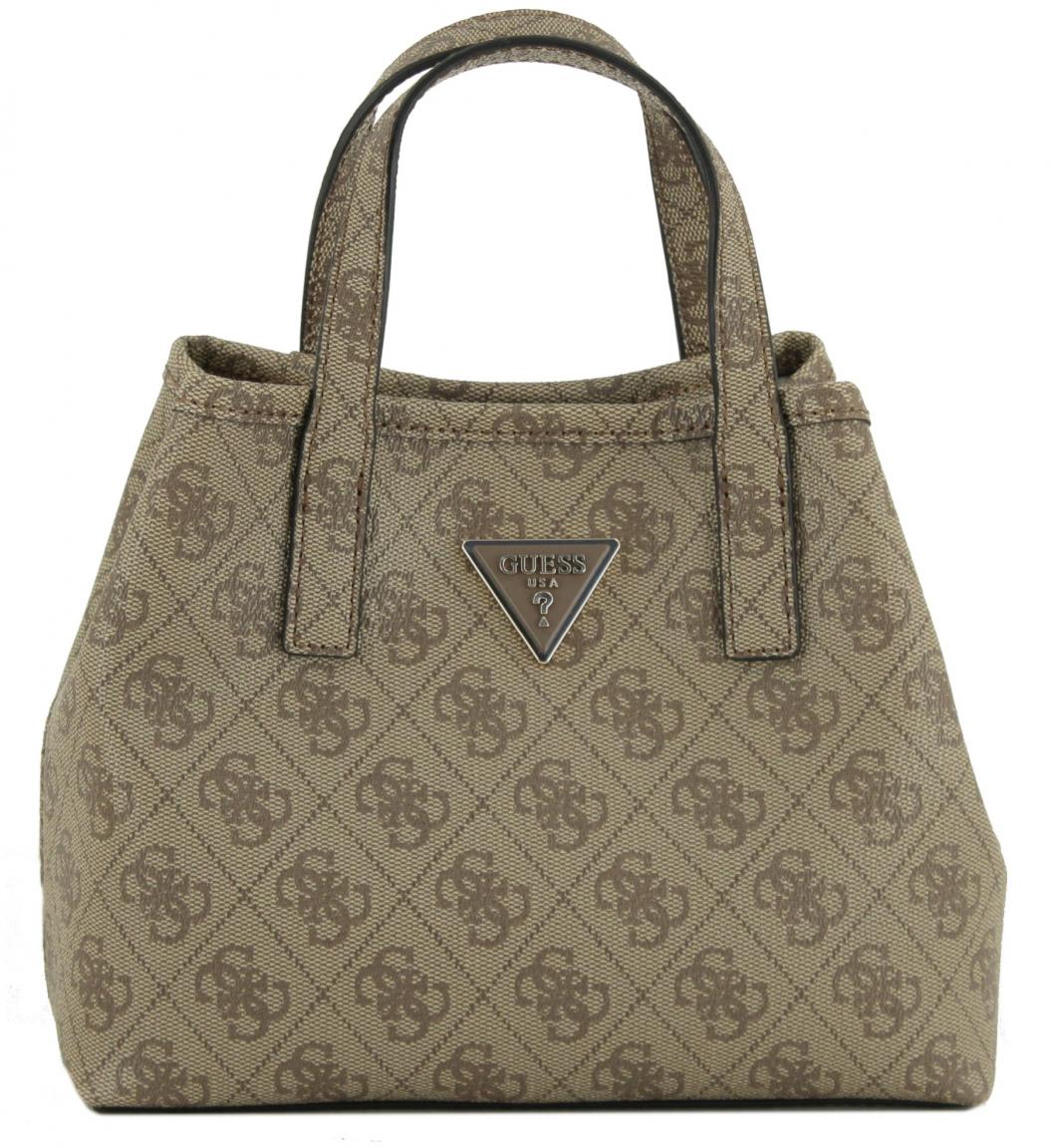 kleine Henkeltasche Guess Latona Mini Tote Set Latte Logo braun 