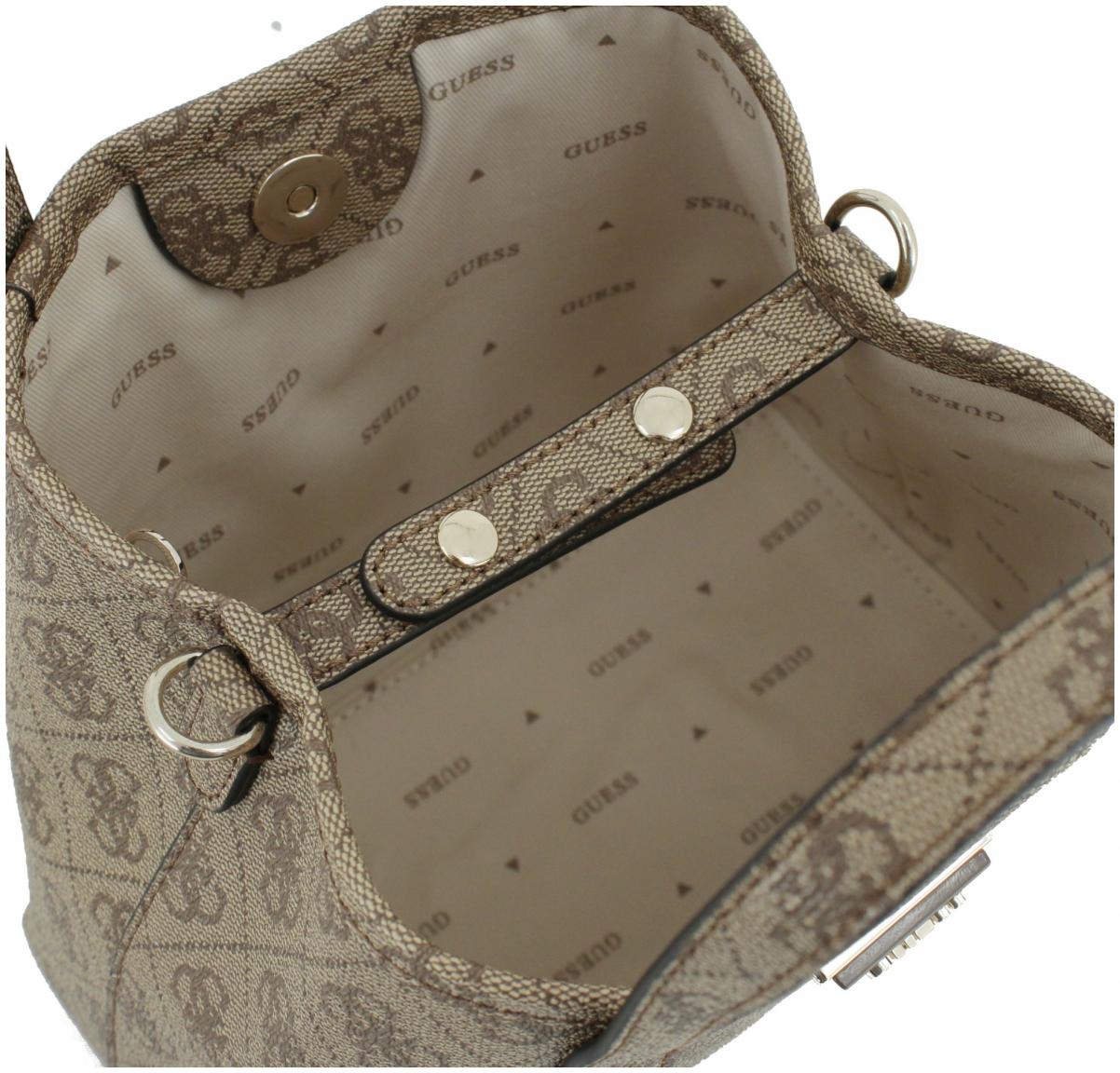 kleine Henkeltasche Guess Latona Mini Tote Set Latte Logo braun 