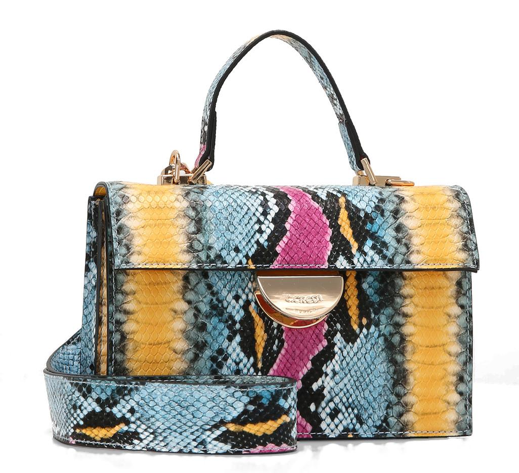 kleine Henkeltasche L.Credi Giselle Blau Schlangenoptik