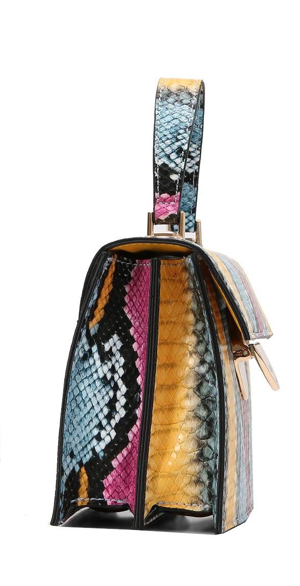 kleine Henkeltasche L.Credi Giselle Blau Schlangenoptik