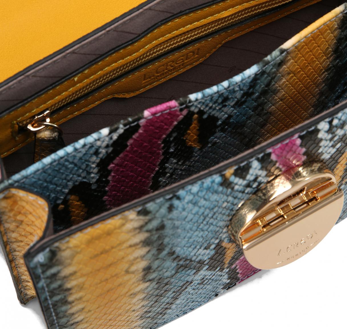 kleine Henkeltasche L.Credi Giselle Blau Schlangenoptik