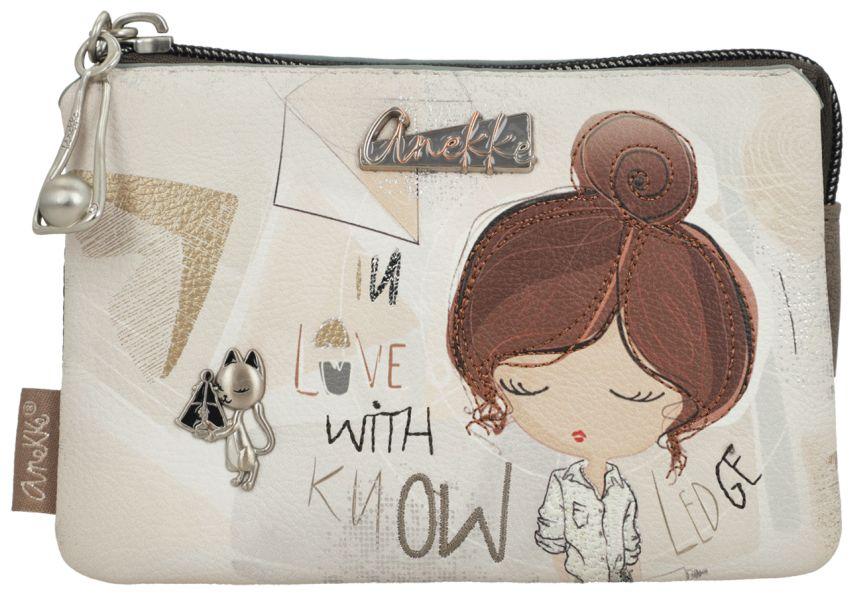 kleine Kosmetiktasche Anekke beige Sophia schimmernd Münzen bunt