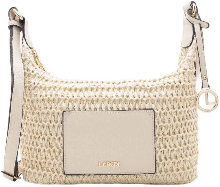 kleine L.Credi Crossovertasche beige Bast Ramina Sand