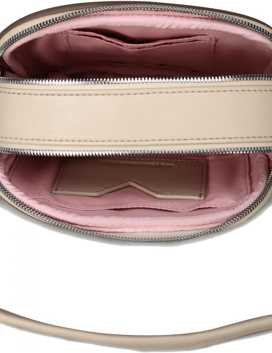 kleine Schultertasche Ella Piping beige taupe Les Visionnaires Lammleder