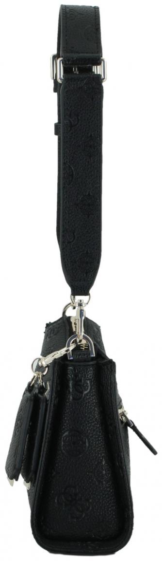 kleine Schultertasche Guess Cresidia Logoprägung schwarz