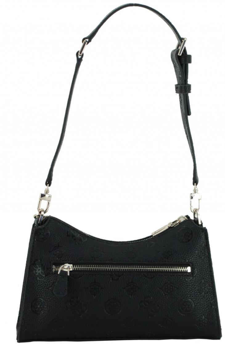 kleine Schultertasche Guess Cresidia Logoprägung schwarz