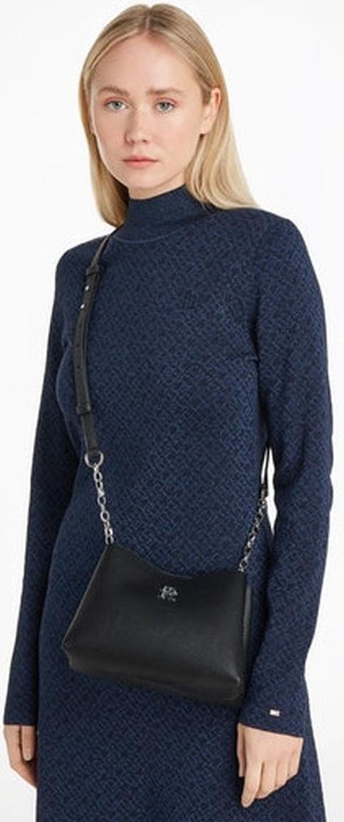 kleine Umhängetasche Kette TH Emblem Crossover schwarz Tommy Hilfiger