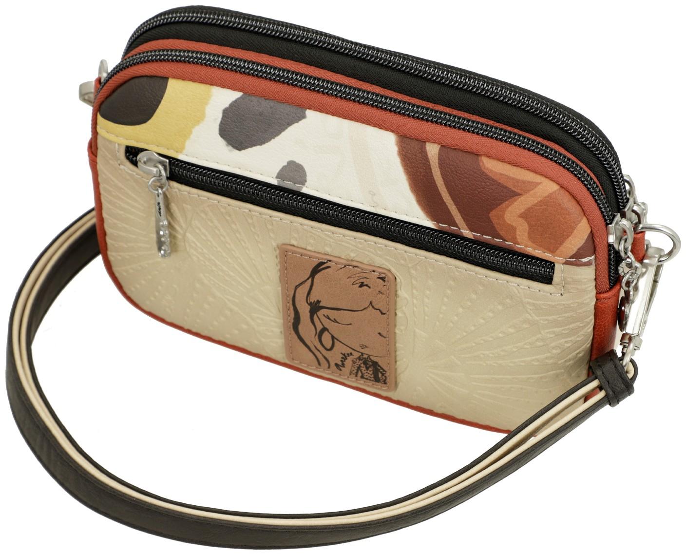 kompakte Crossbody Bag Anekke cognac Alma Alegria Print