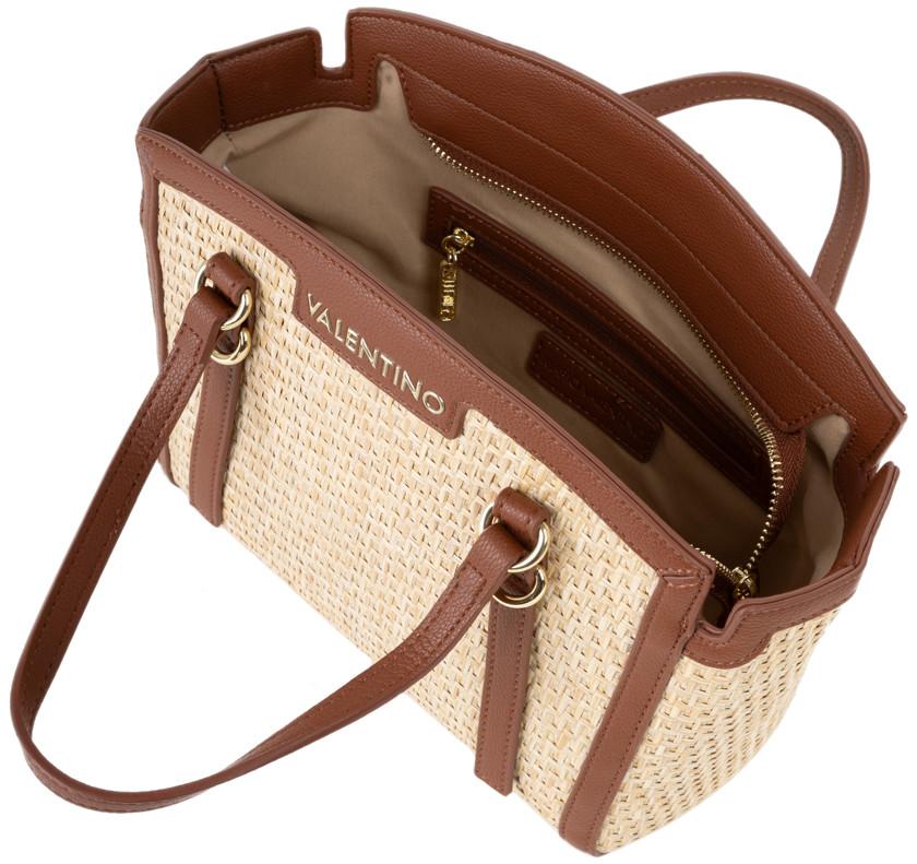 kompakte Damentasche Valentino elegant braun Bast Naturale Demetra