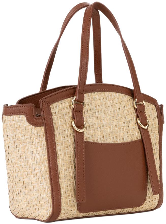 kompakte Damentasche Valentino elegant braun Bast Naturale Demetra