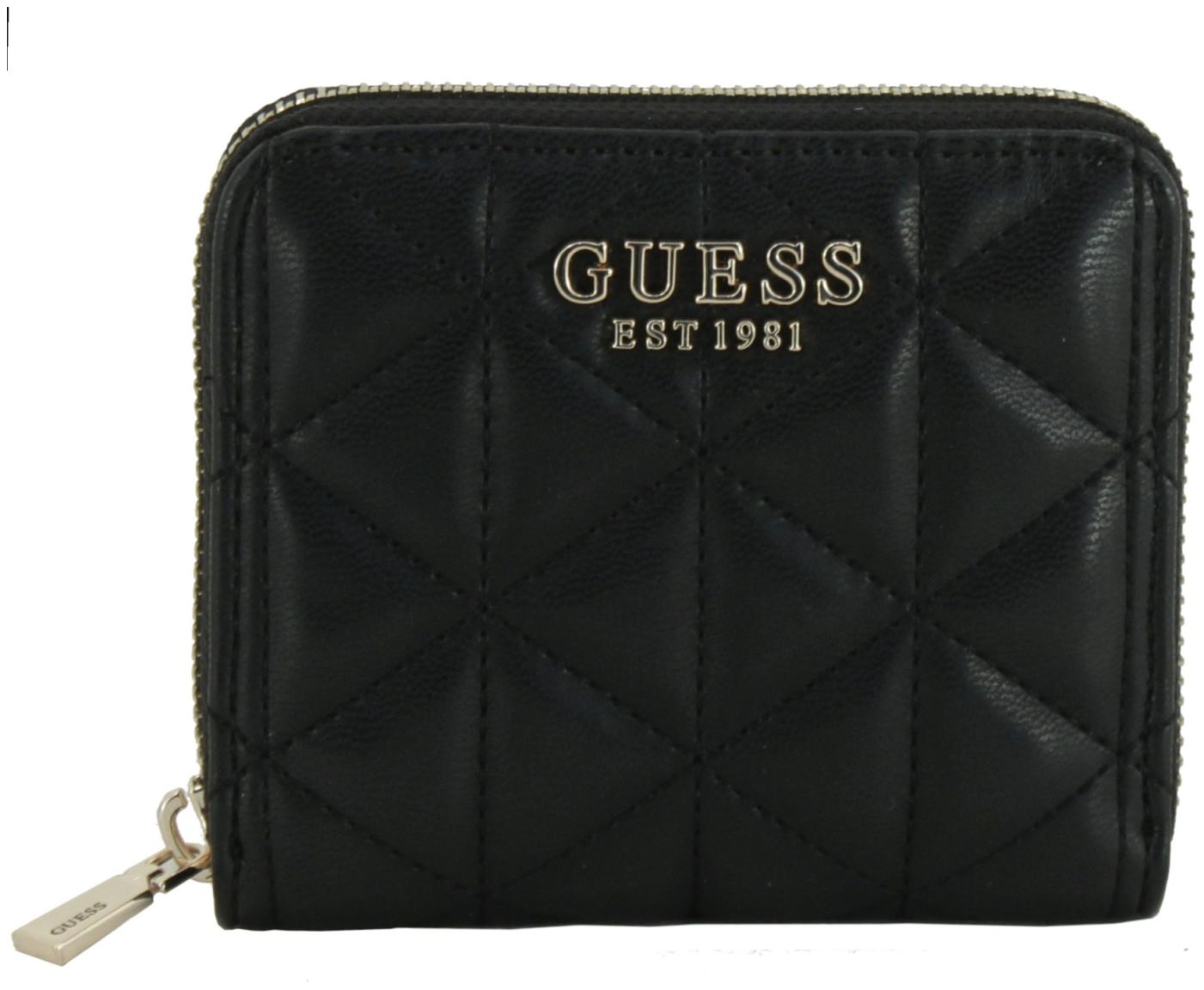 kompakte Geldbörse schwarz gesteppt Guess Paisleigh Black