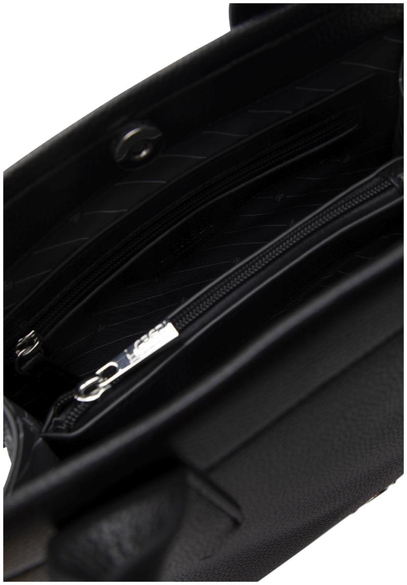 kompakte Handtasche L.Credi schwarz Phemia elegant zweigeteilt