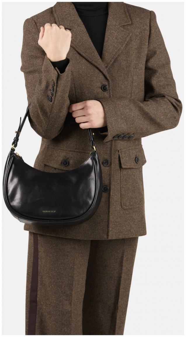 kompakte Ledertasche Damen BURKELY Vintage Veda schwarz 