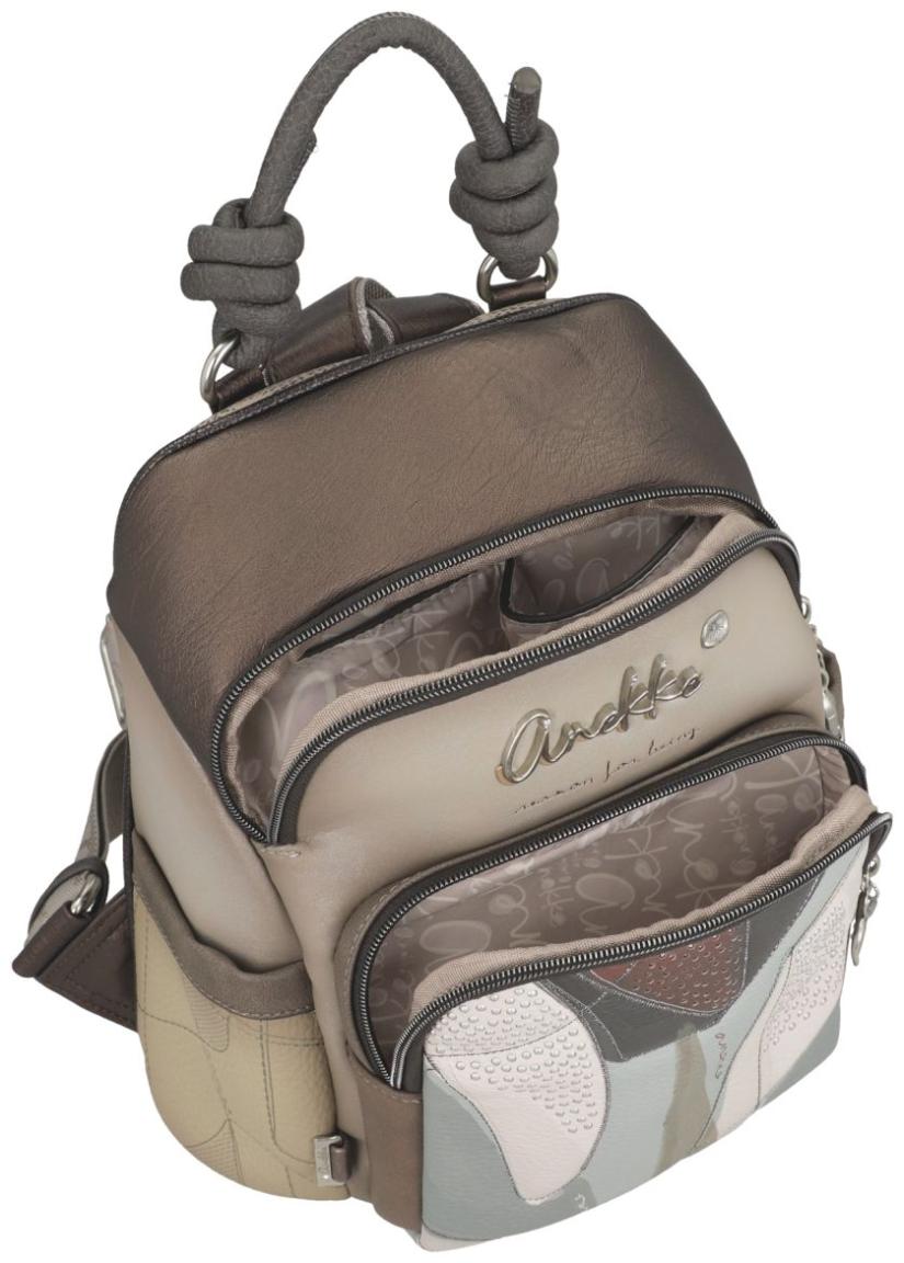 kompakter Alltagsrucksack taupe bunt Nieten Anekke Sophia Auralis