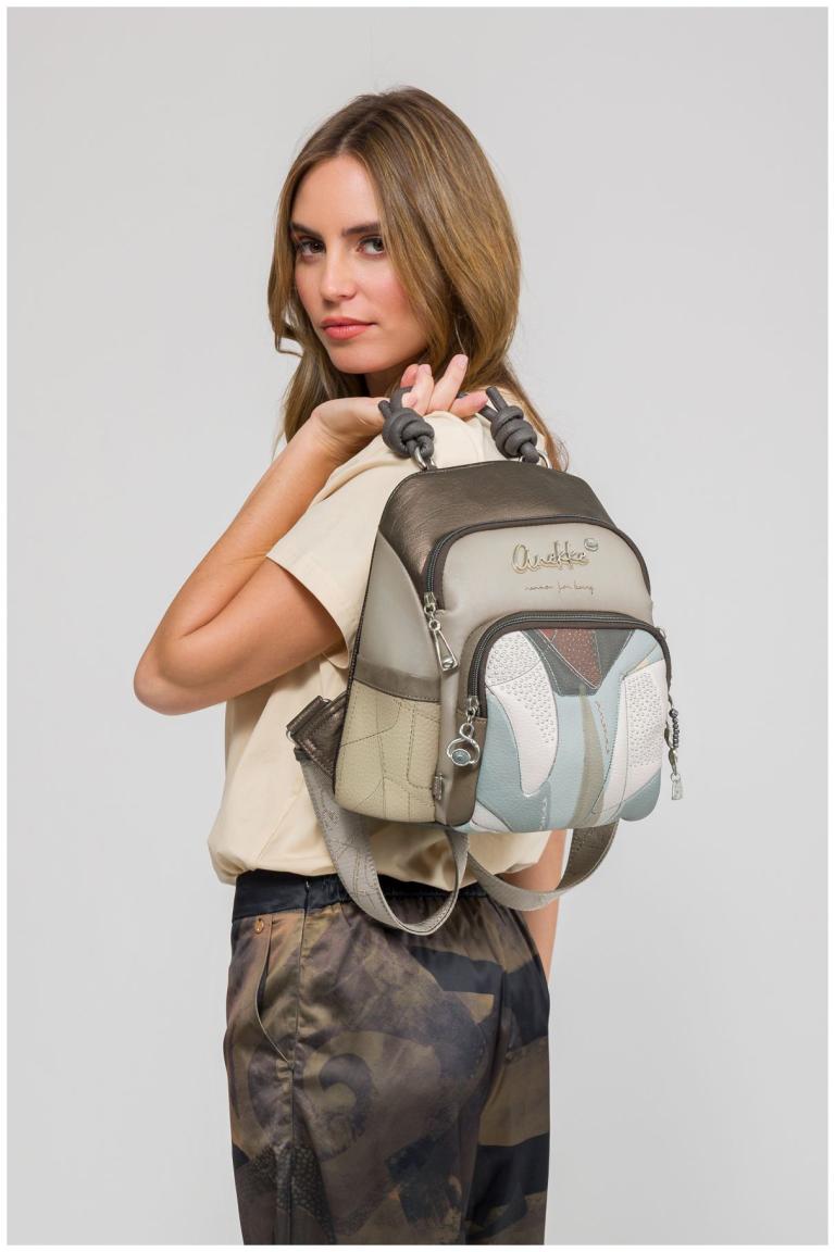 kompakter Alltagsrucksack taupe bunt Nieten Anekke Sophia Auralis