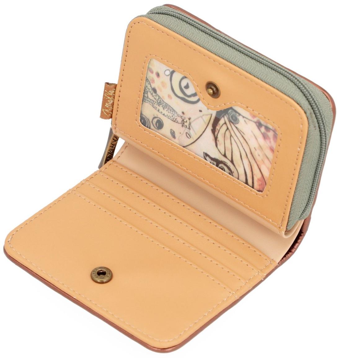 kompaktes Portemonnaie Anekke Amazonia Butterfly geprägt Regenwald braun bunt