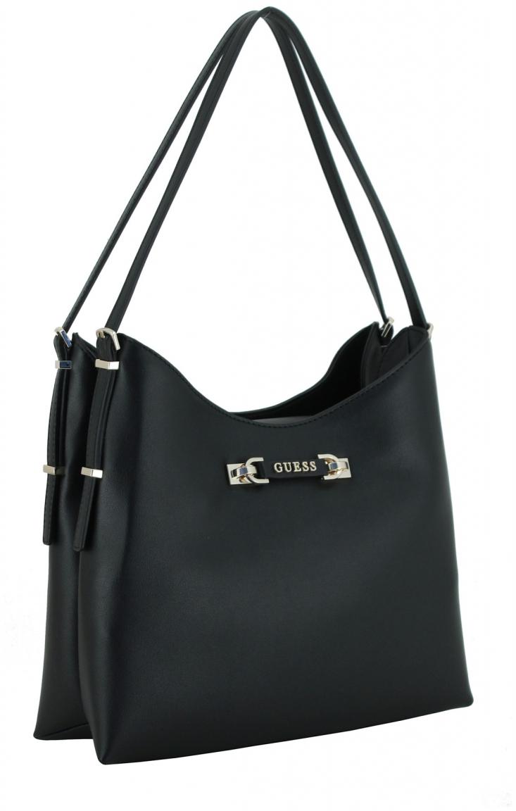 lässige Schultertasche Large Hobo Guess Lefia schwarz