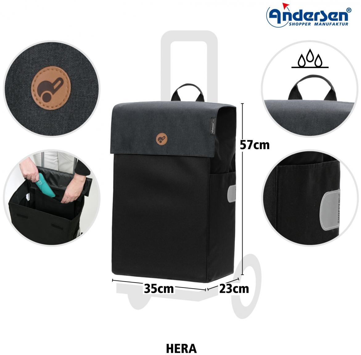 leichte Shoppertasche für Andersen Einkaufstrolley Hera schwarz