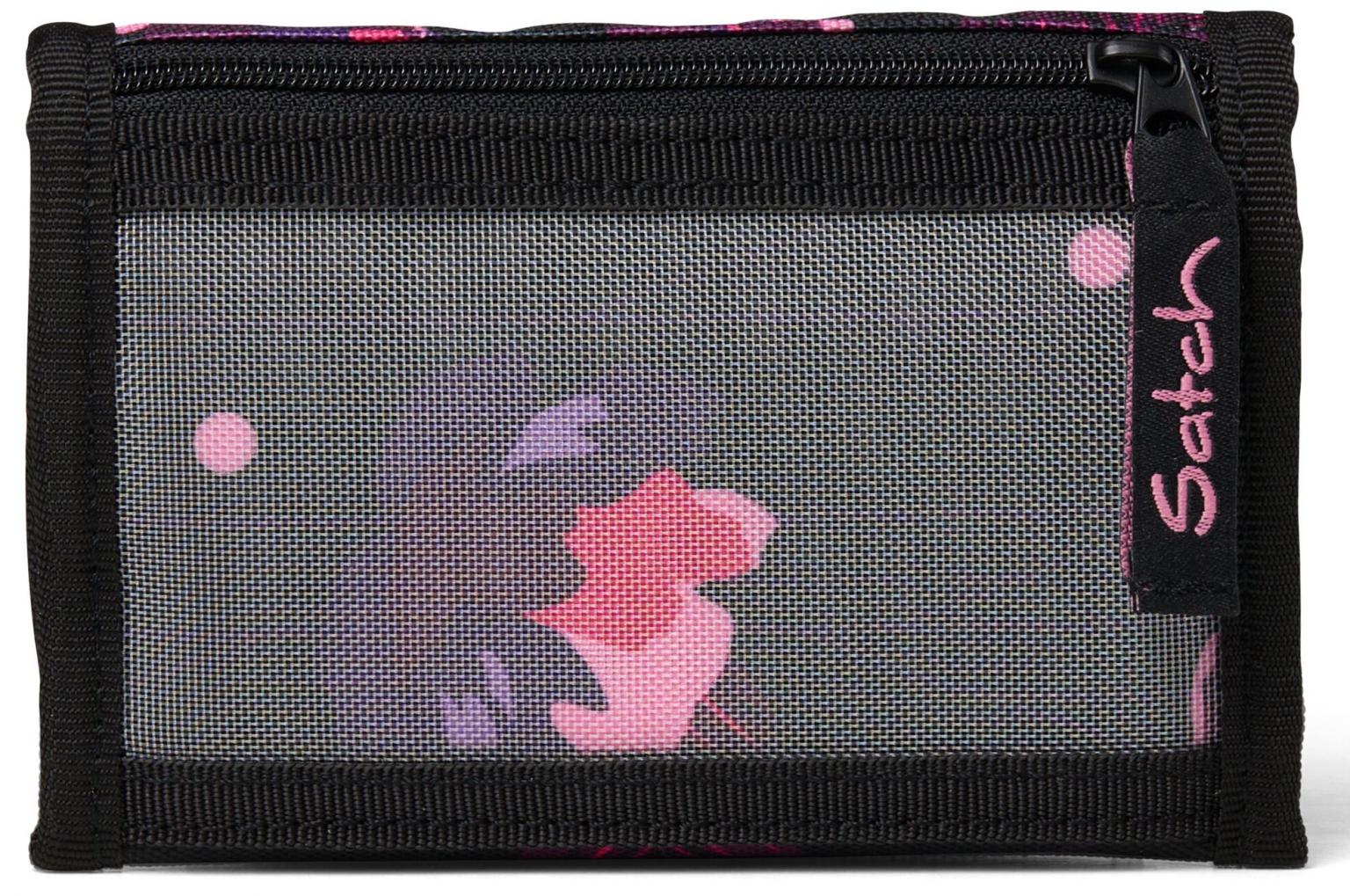 mädchenhafte Klappbörse Satch schwarz rosa Mystic Nights